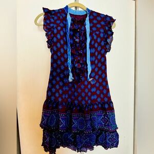 Anna Sui Paisley Ruffled Dress sz4